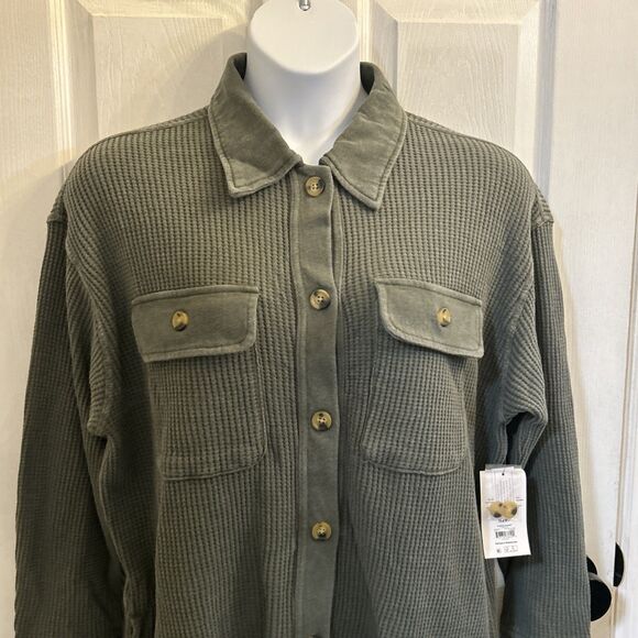 Terra & Sky Women's Plus Size Button Down Waffle Knit Shacket Size 0X 14W NWT - Picture 2 of 16